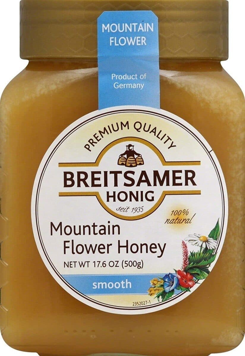 Breitsamer Honig Creamy mountain flower honey in ounce packshot