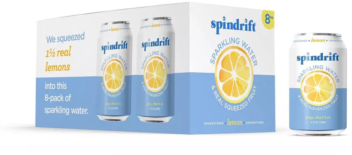 Spindrift Lemon Sparkling Water & Real Squeezed Fruit packshot