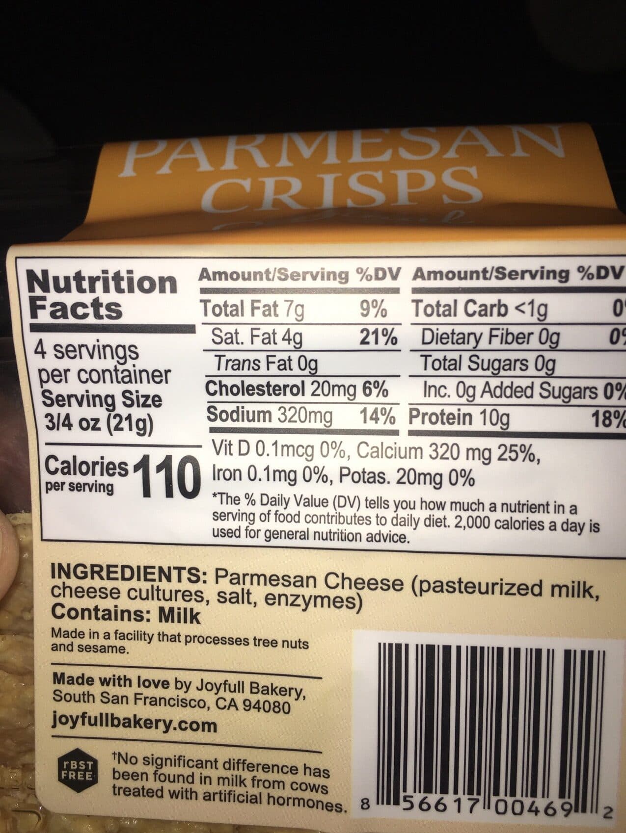 Raison D'Etre Bakery 100% Parmesan Cheese Crisps packshot
