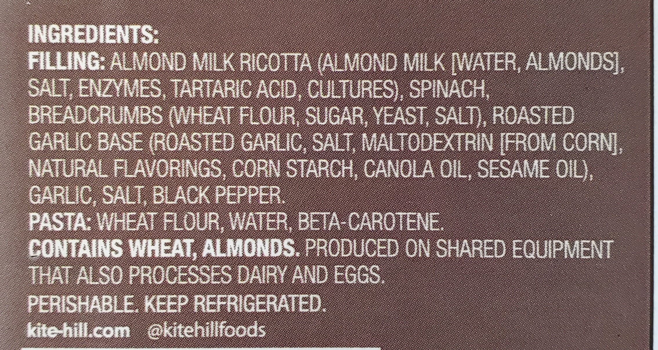 kite hill spinach RAVIOLI packshot