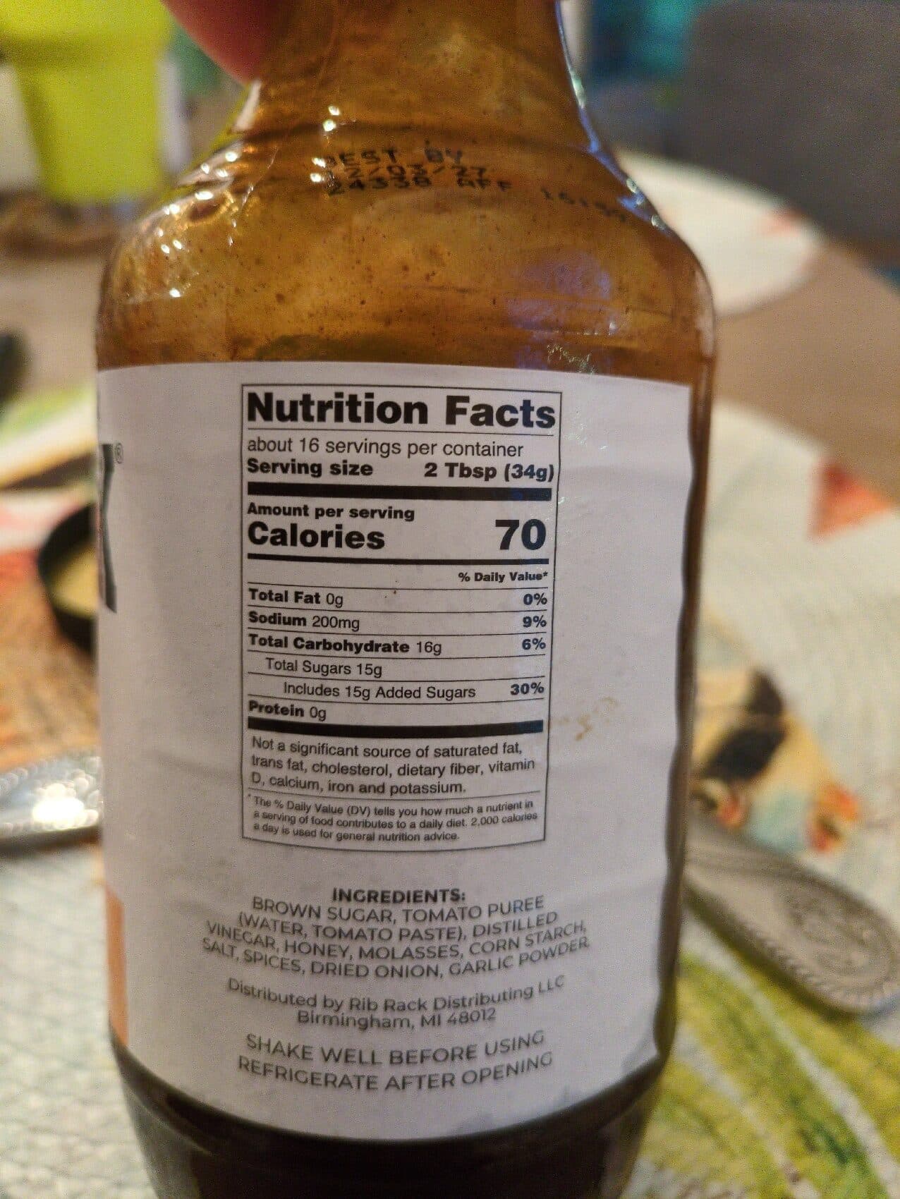 Rib Rack Honey BBQ Sauce packshot
