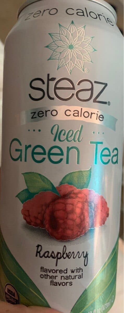 Steaz Zero calorie raspberry iced green tea packshot
