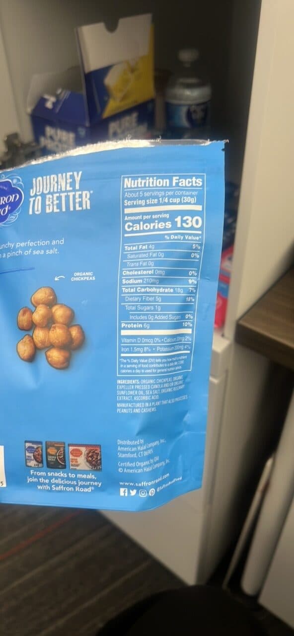 Saffron Road Organic Crunchy Chickpeas Sea Salt packshot