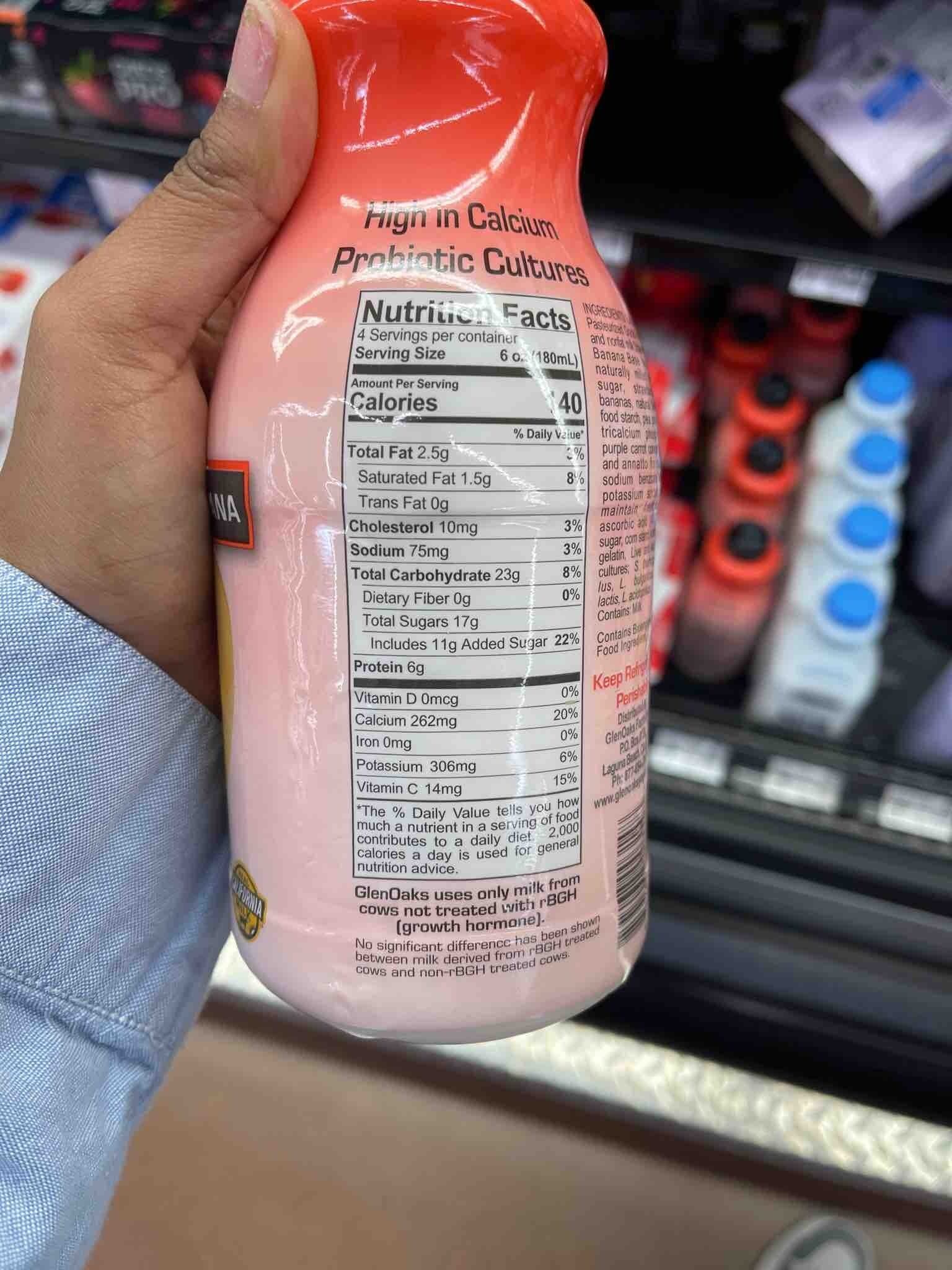 GlenOaks Probioticlowfat Drinkable Yogurtq packshot