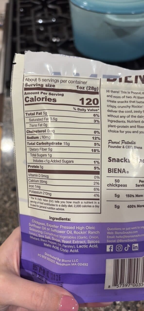 Biena Rockin' Ranch Chickpea Snacks packshot