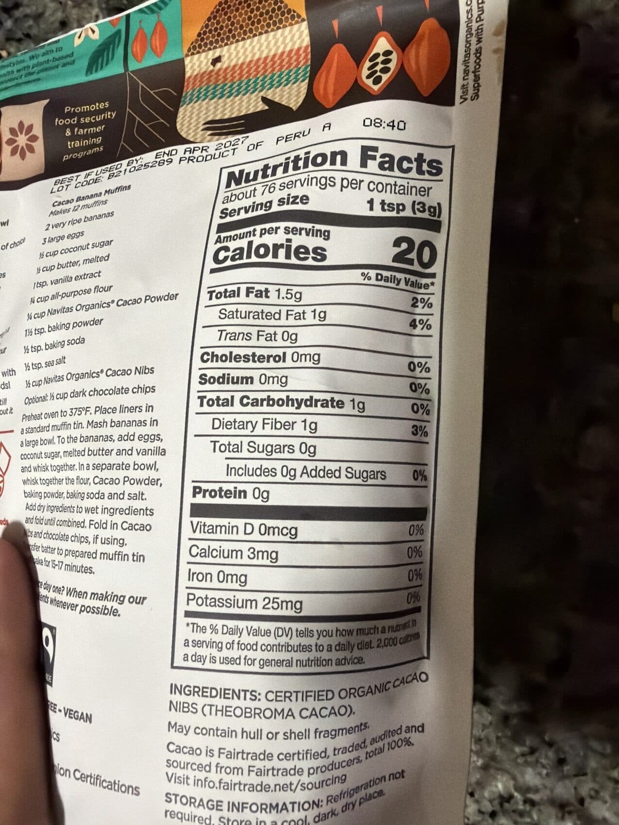 Navitas Organics Organic Cacao Nibs packshot