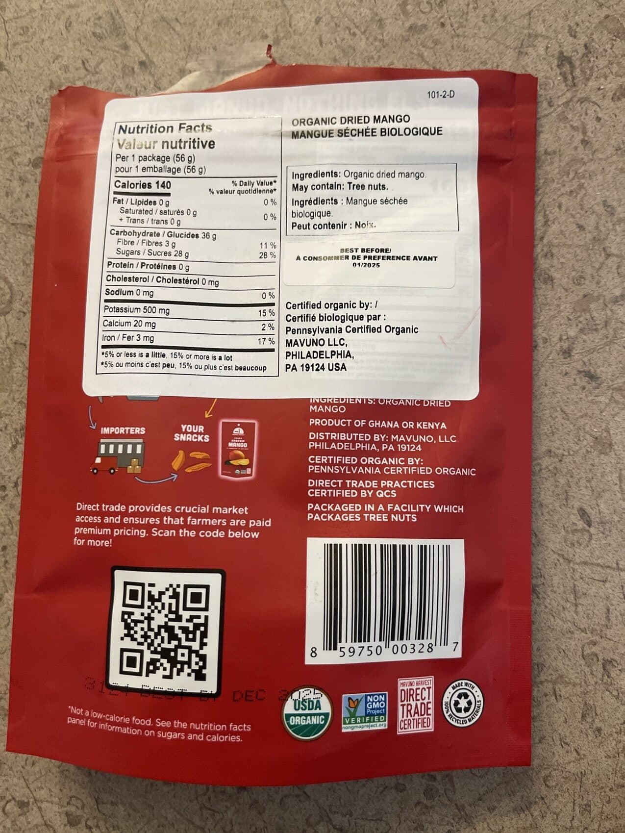 Mavuno Harvest Dried Organic Mango packshot