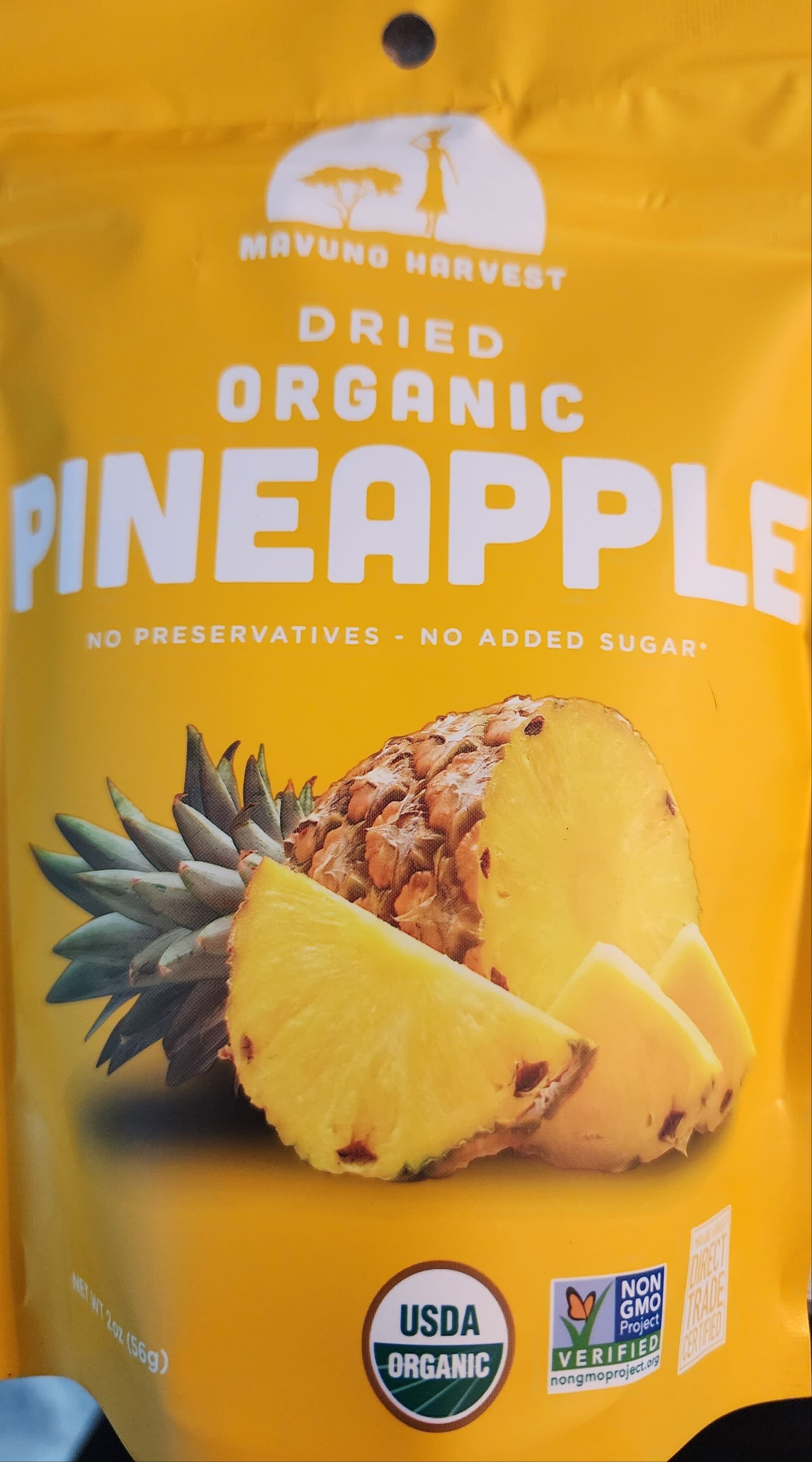 Mavuno Harvest Organic Dried Pineapple packshot