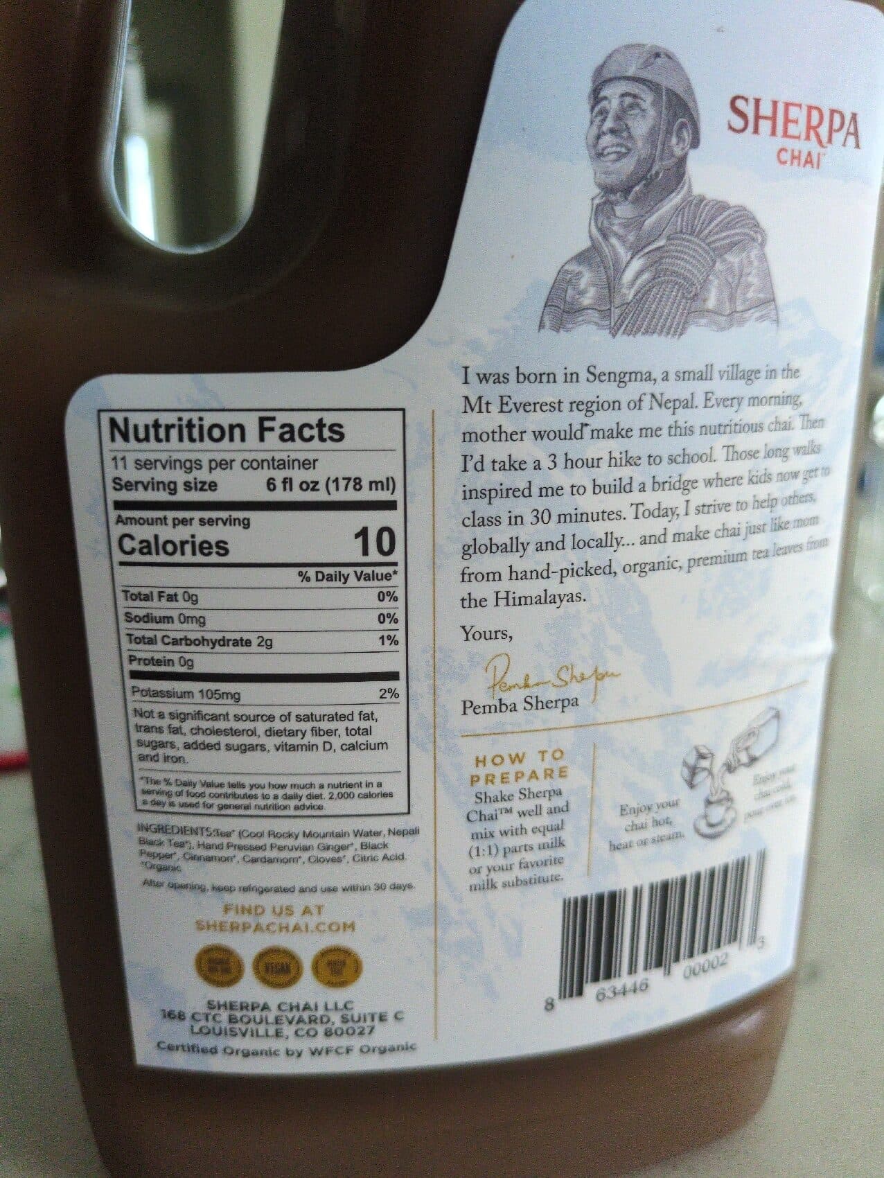 Sherpa Chai Llc. Unsweetened Chai Concentrate packshot