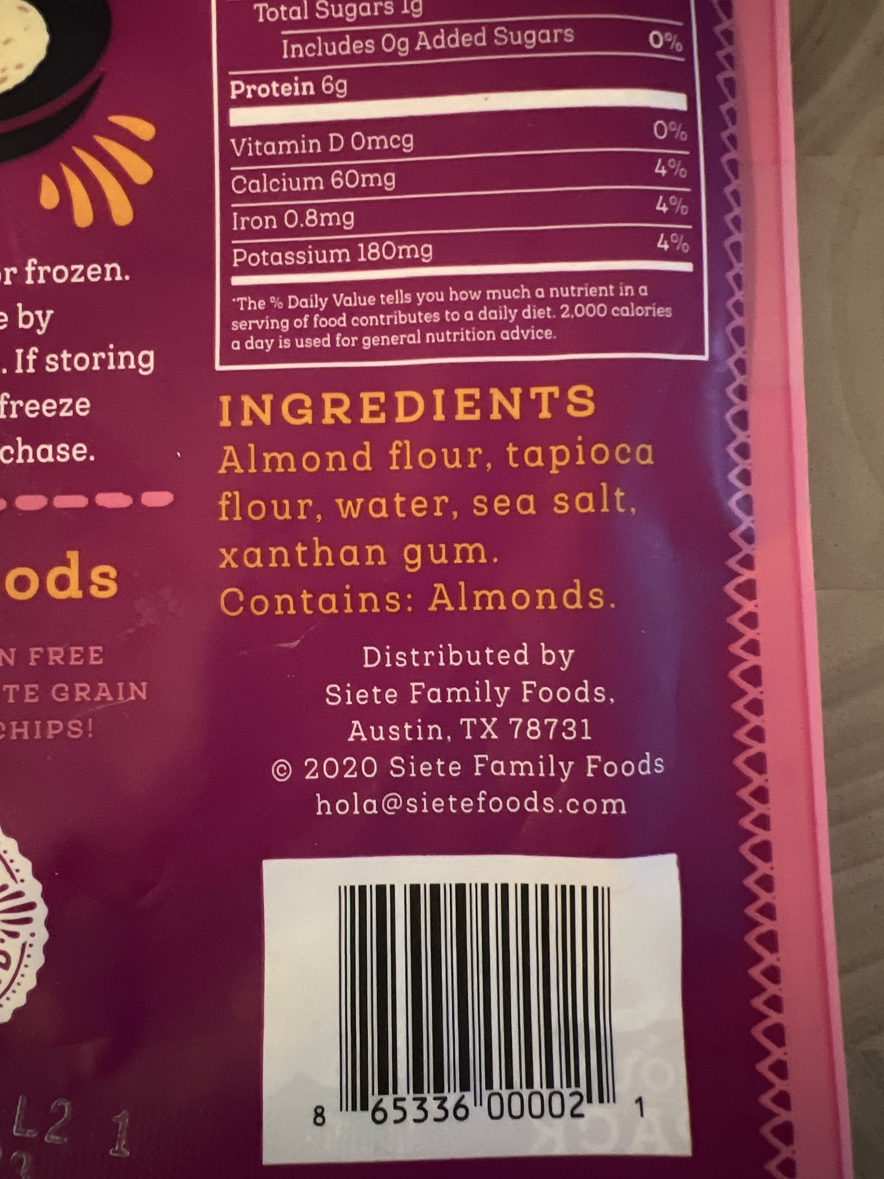 Siete Almond Flour Grain Free Tortillas packshot