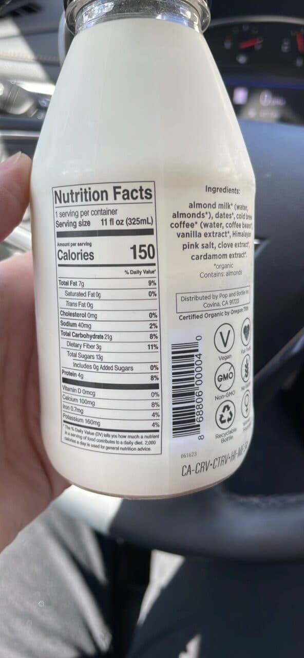 POP & BOTTLE Vanilla Cold Brew Almond Latte packshot