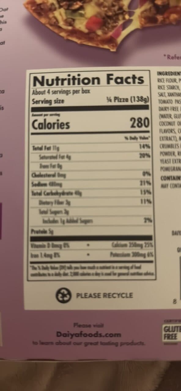 Daiya GLUTEN-FREE THIN CRUST PIZZA SUPREME packshot