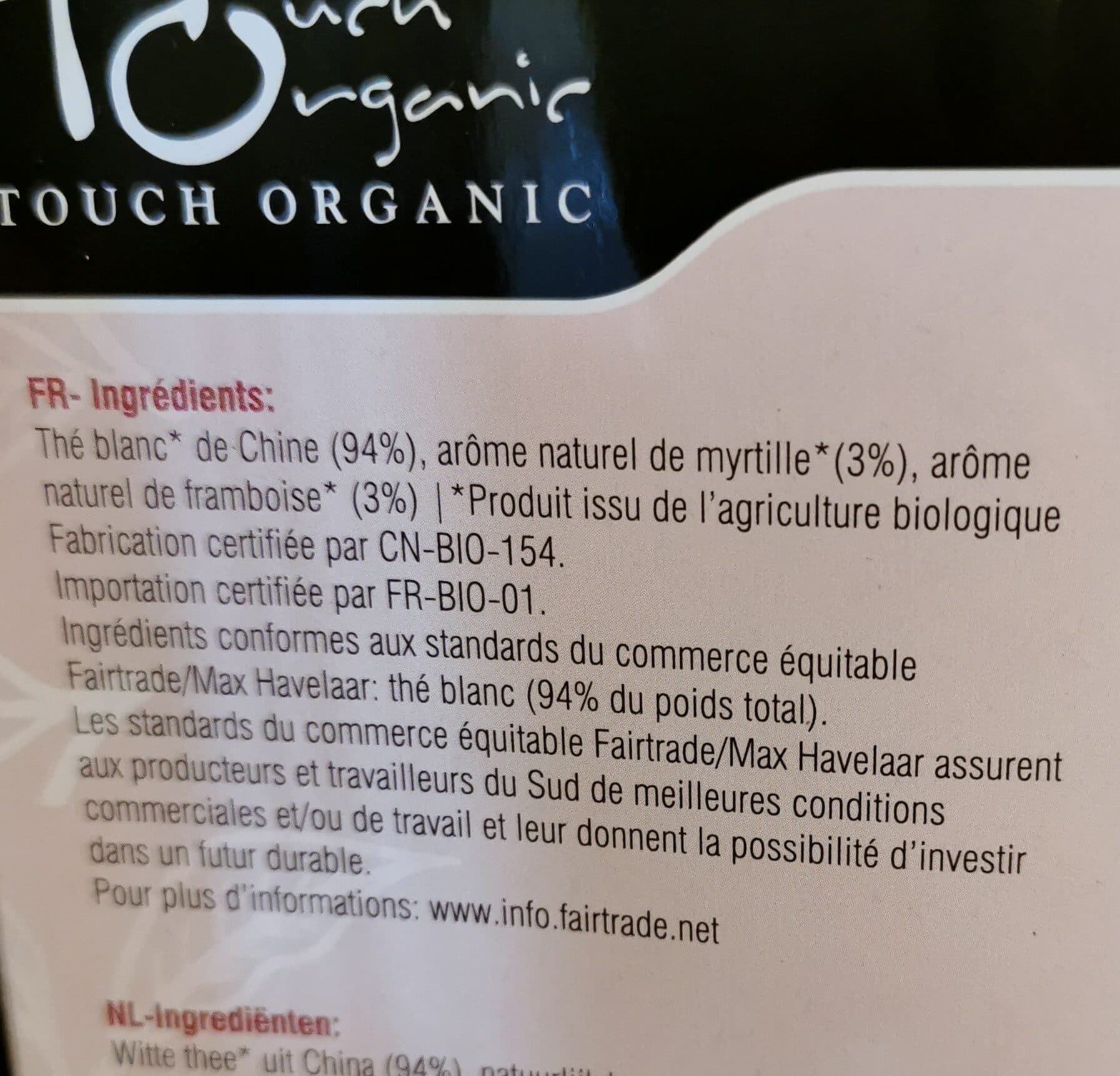 Touch Organic Promo Lot De 6 Touch Organic Thé Blanc Aux Fruits Rouges Bio packshot