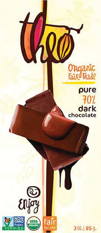 Theo Pure Dark, 70% Dark Chocolate packshot
