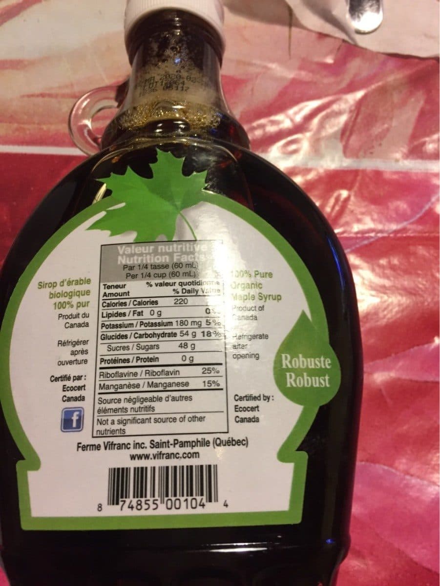Open Food Facts Sirop d'erable packshot