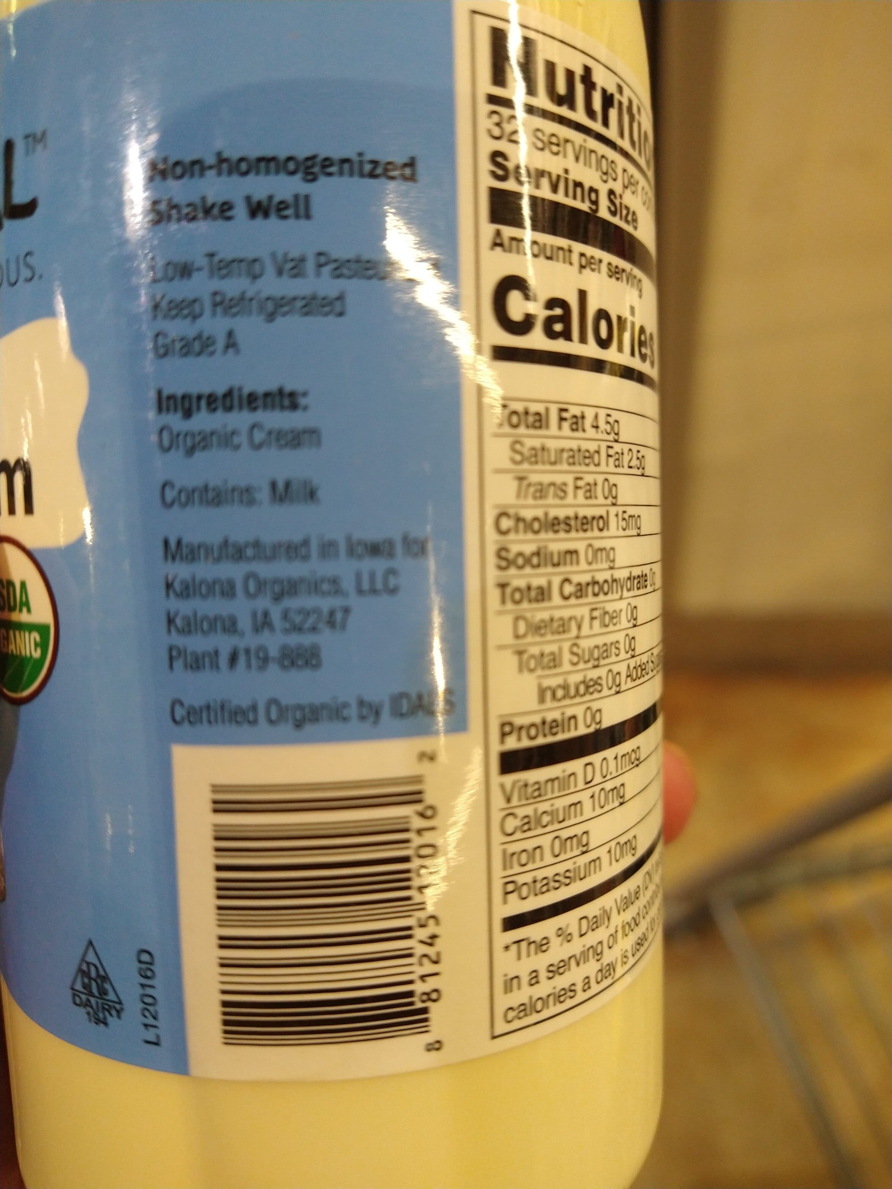 Kalona Super Natural Organic Whipping Cream packshot