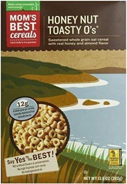 Mom Brands Honey nut toasty o's cereal packshot