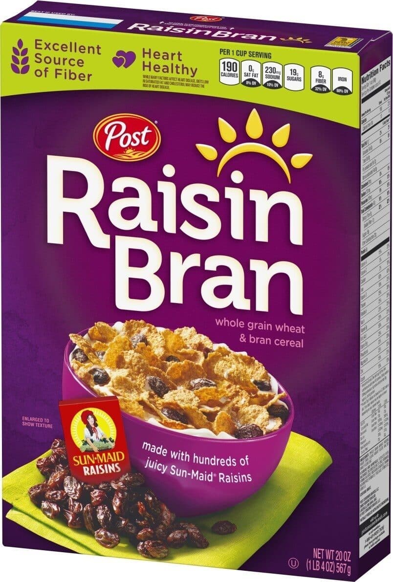 Post Raisin bran cereal packshot