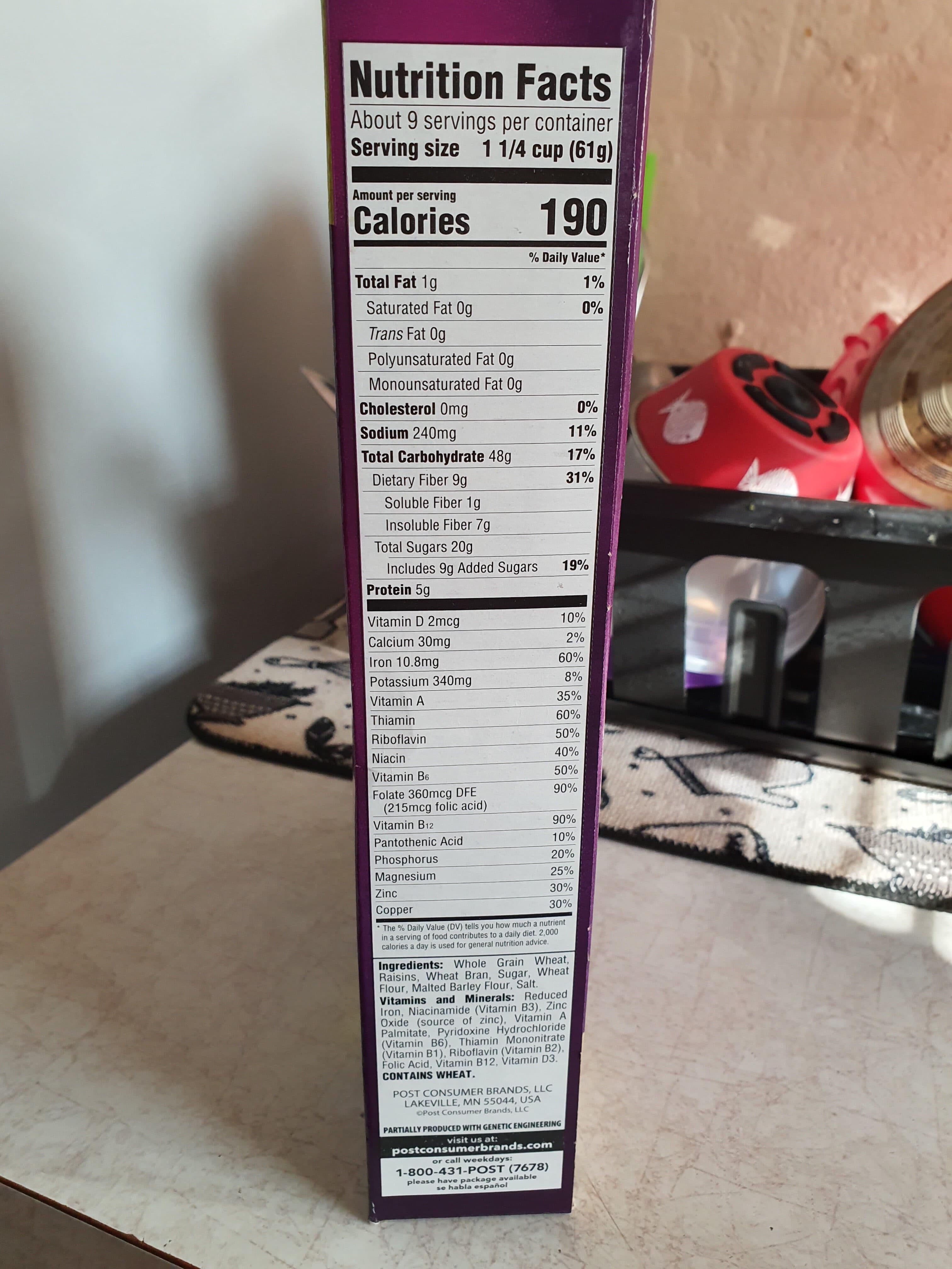 Post Raisin bran cereal packshot