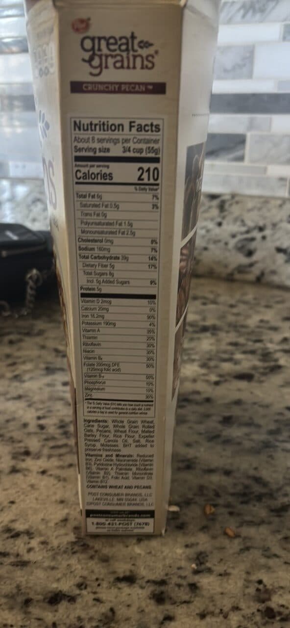 Post Post great grains cereal crunchy pecan packshot