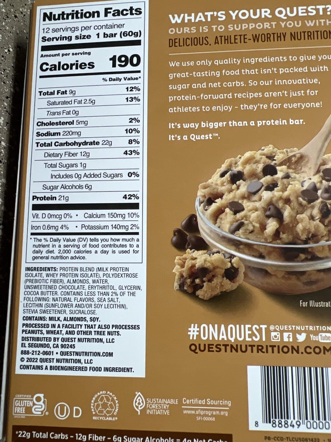 QUEST CHOCOLATE CHIP COOKIE DOUGH packshot