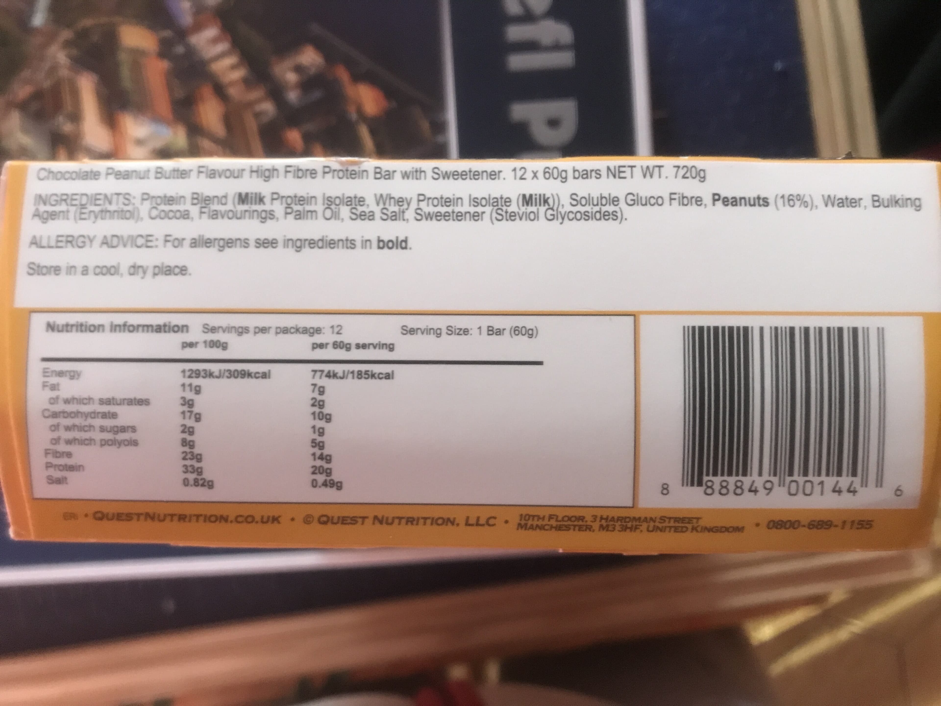 Questbar Quest Nutrition Quest Bar, Schokolade-erdnussbutter, 12 X packshot