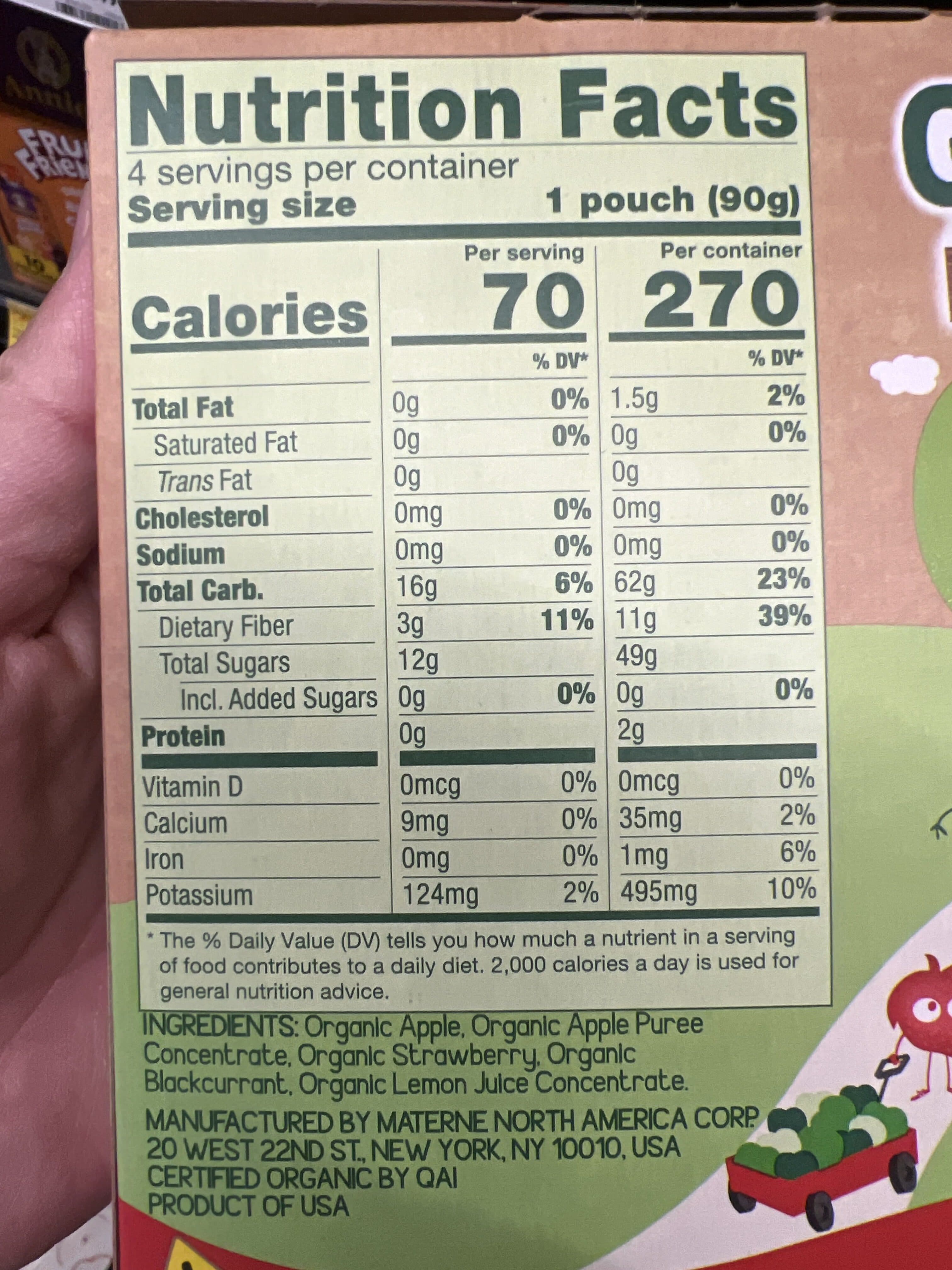 Materne Organic Apple Strawberry Fruit On The Go packshot