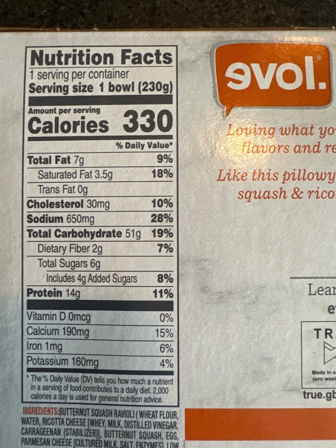 evol. Butternut Squash Ravioli packshot