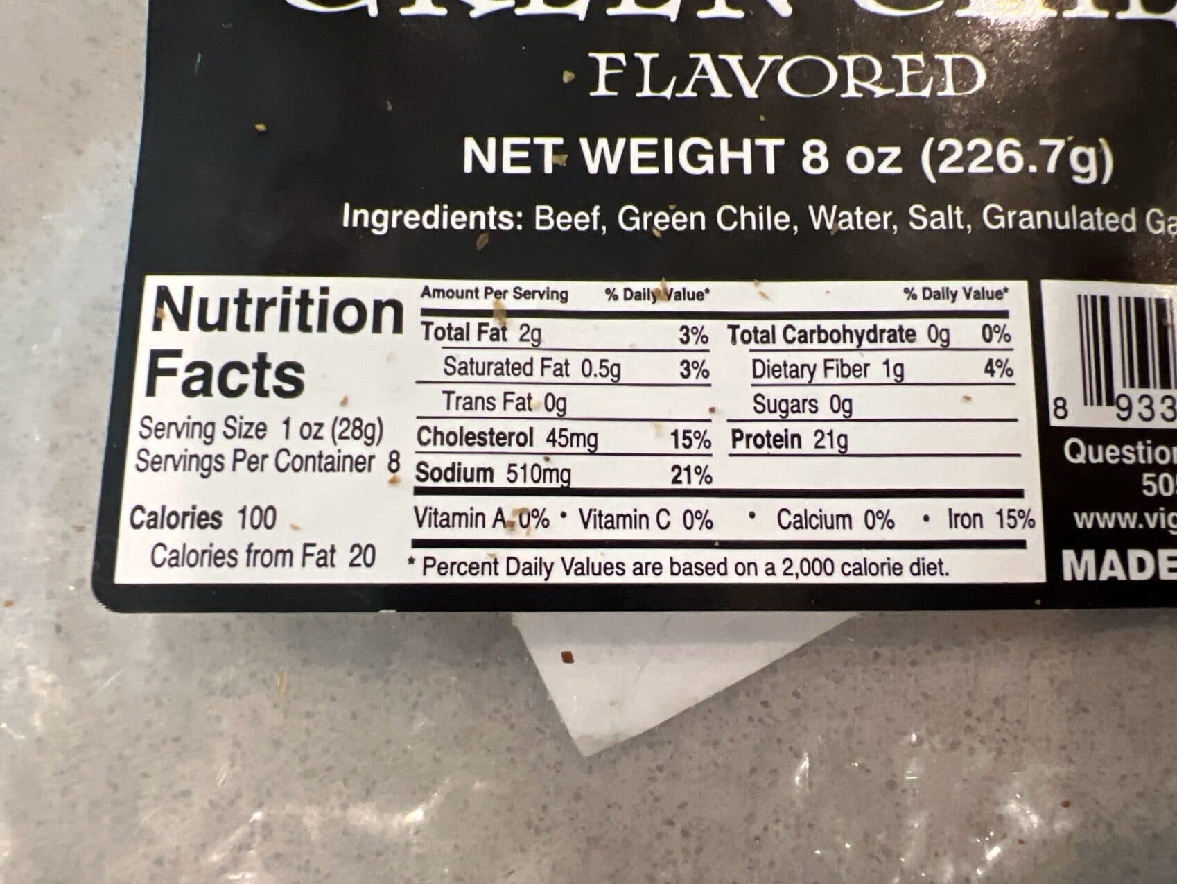 Vigil's Carne seca green chile packshot