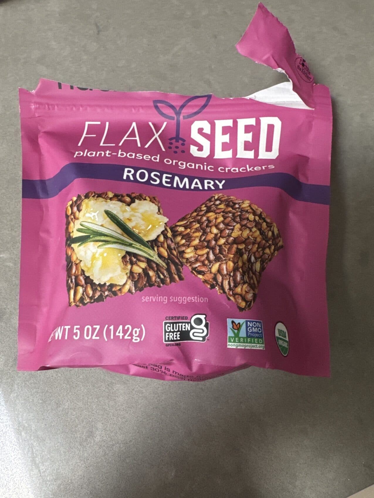 Flackers FLAX SEED plant-based organic crackers ROSEMARY packshot