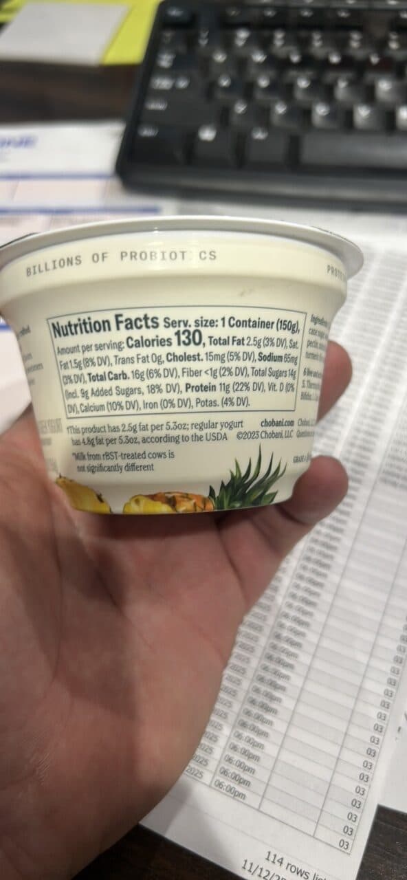 Chobani Greek Yogurt Pineapple on the Bottom packshot