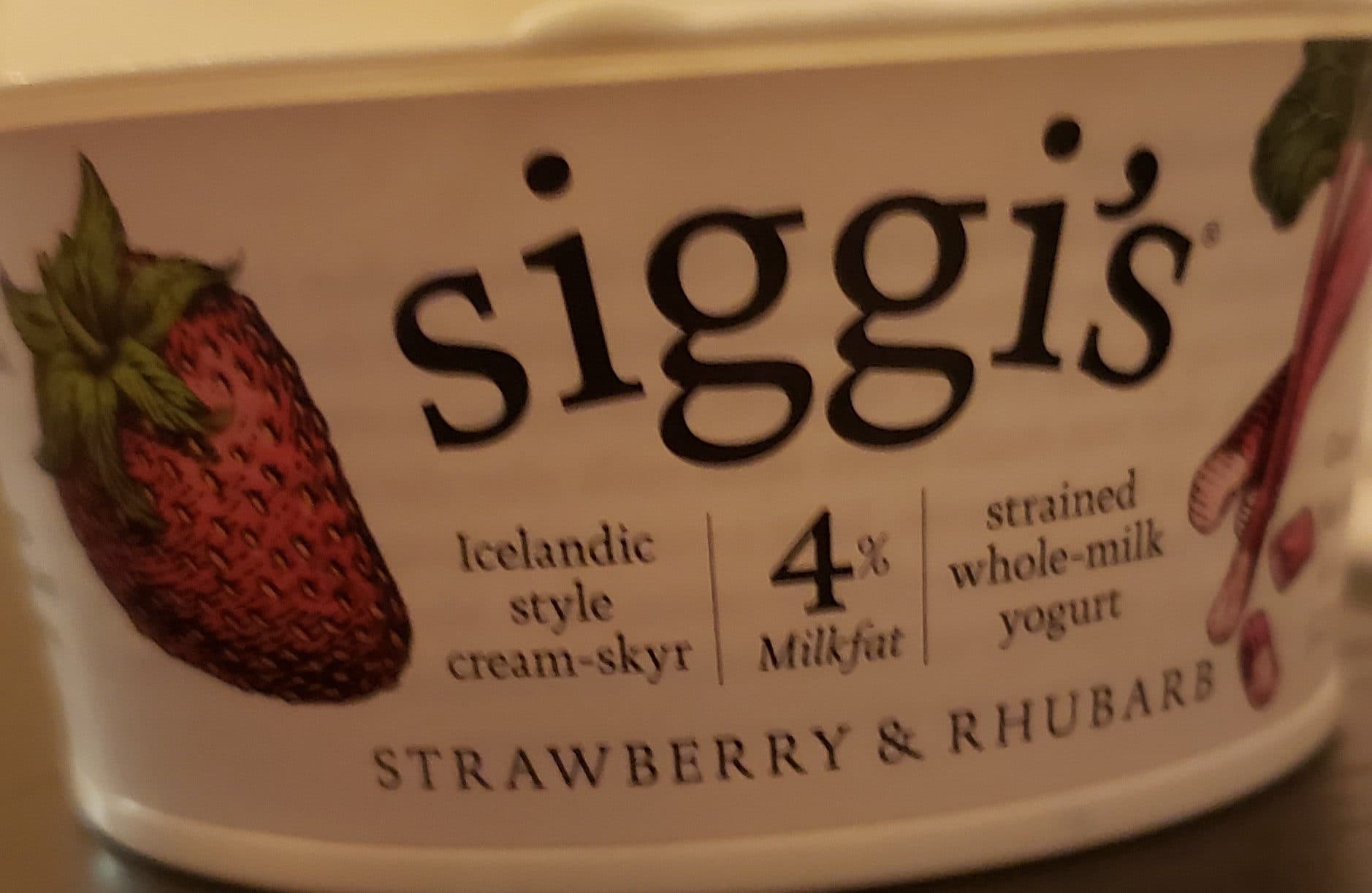 siggi's Strawberry & Rhubarb whole milk yogurt packshot