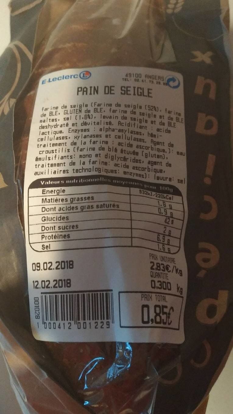 Leclerc Pain de seigle packshot