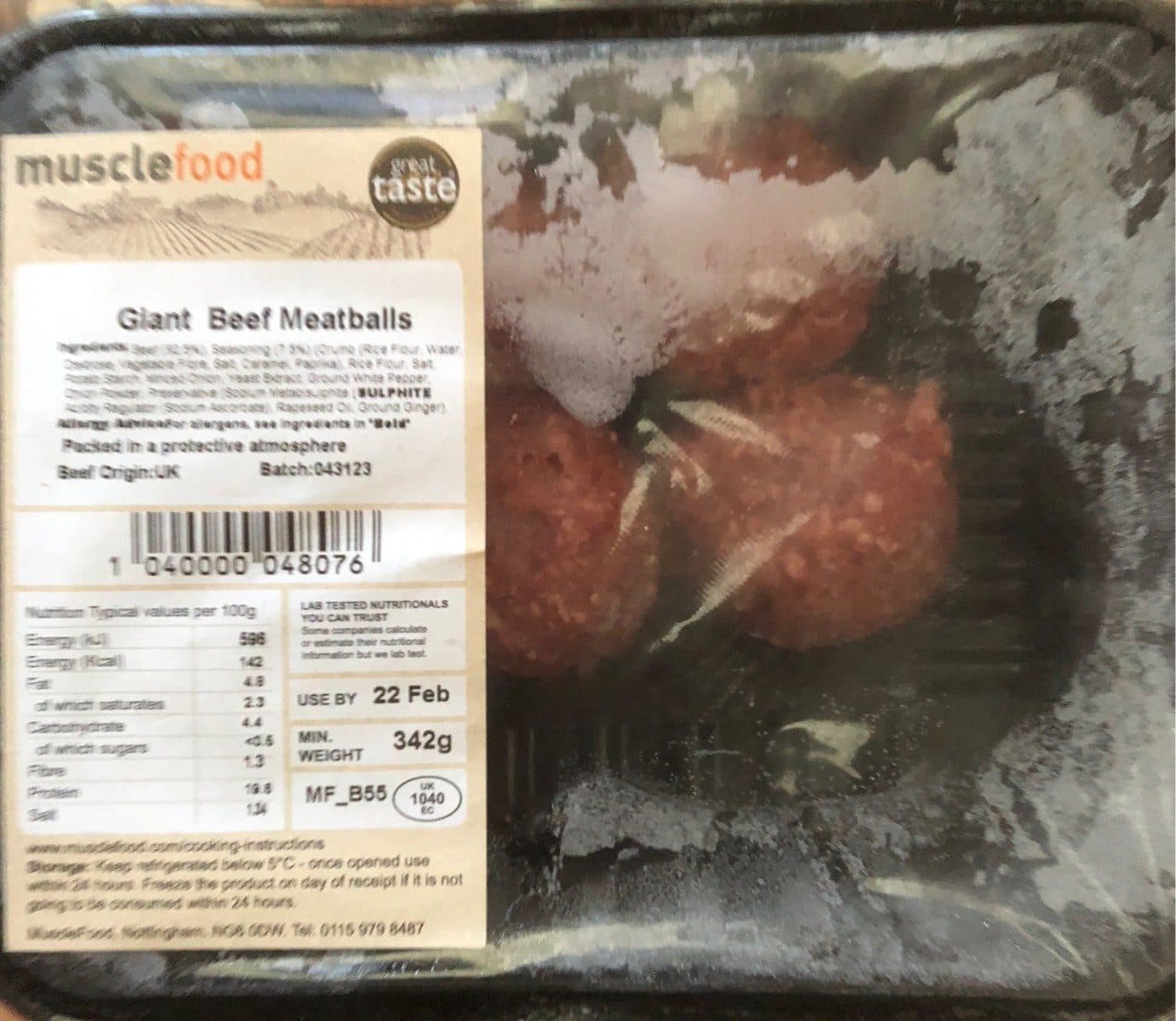 Musclefood Giant beef meatballs packshot