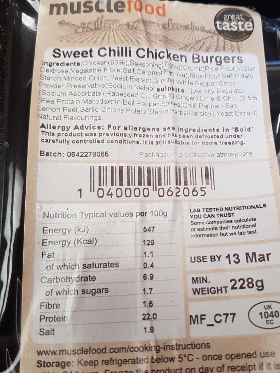 Open Food Facts Sweet Chilli Chicken Burger packshot