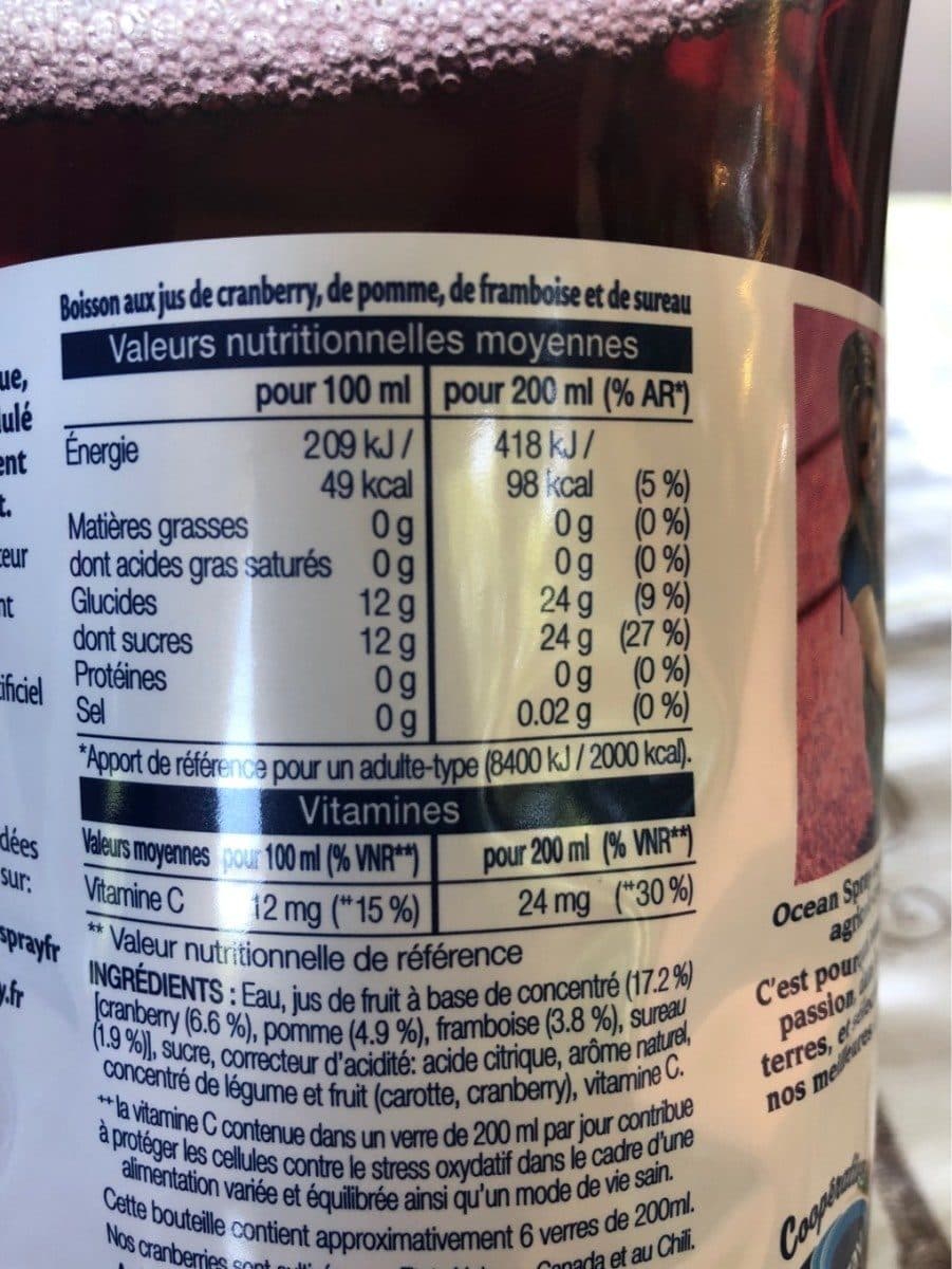 Ocean Spray Boisson aux jus de cranberry, de pomme, de framboise et de sureau packshot