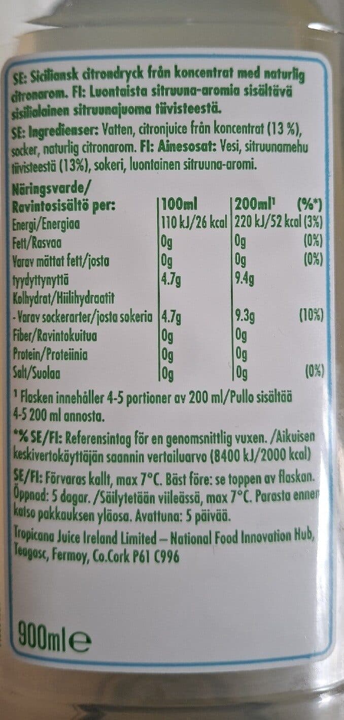 Tropicana Sicilian Lemon packshot