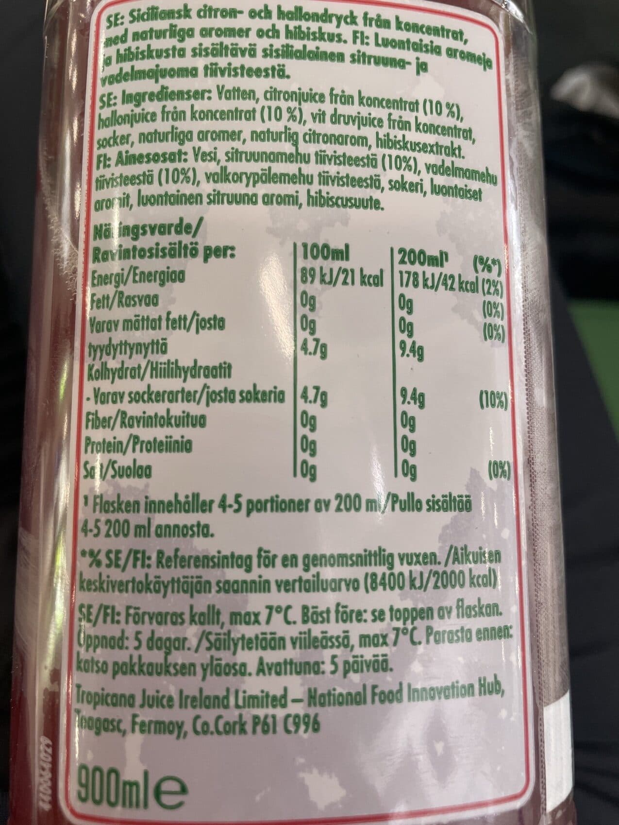 Tropicana Sicilian Lemon With Raspberry & Hibiscus packshot