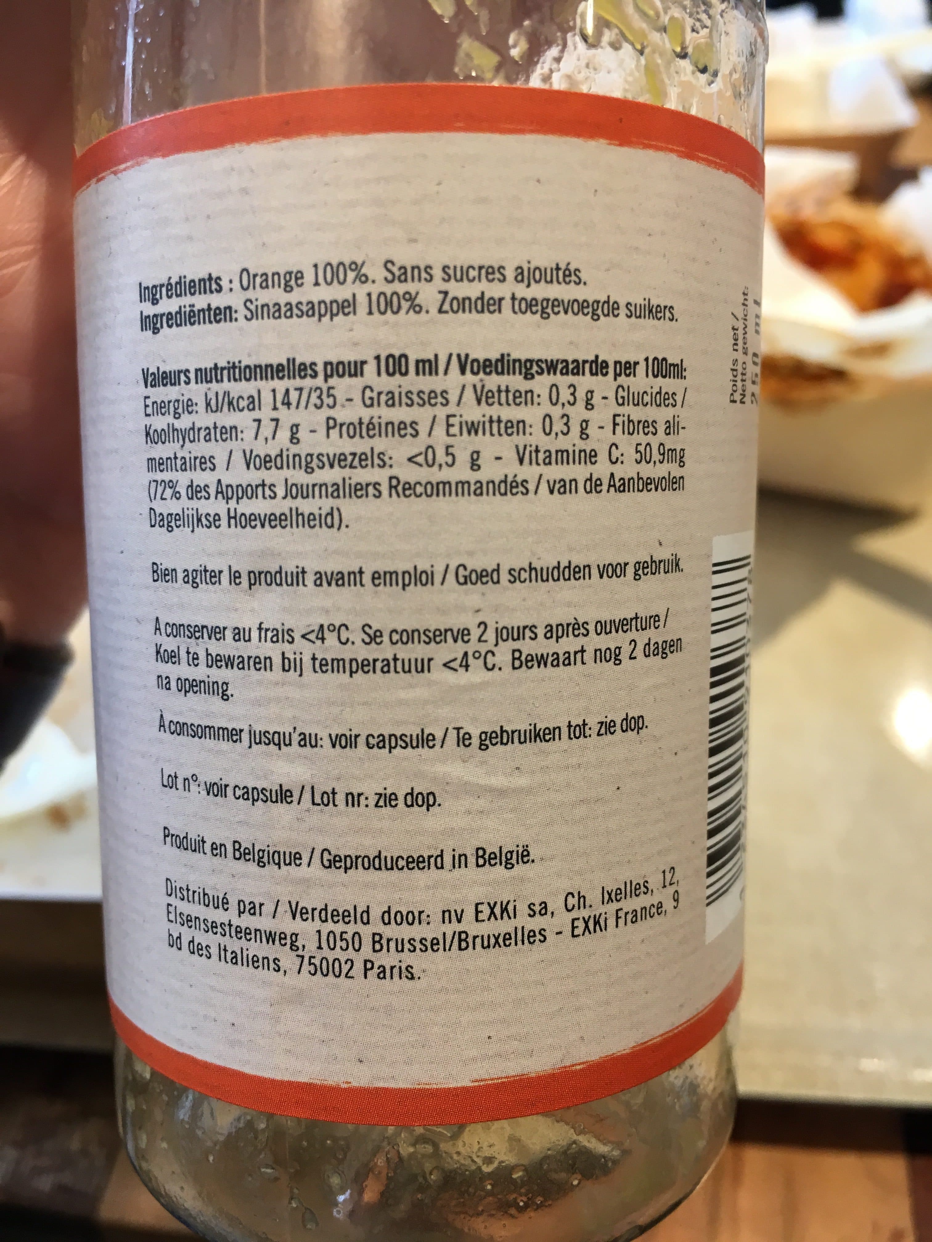 Exki be happy jus d'orange 25 cl packshot