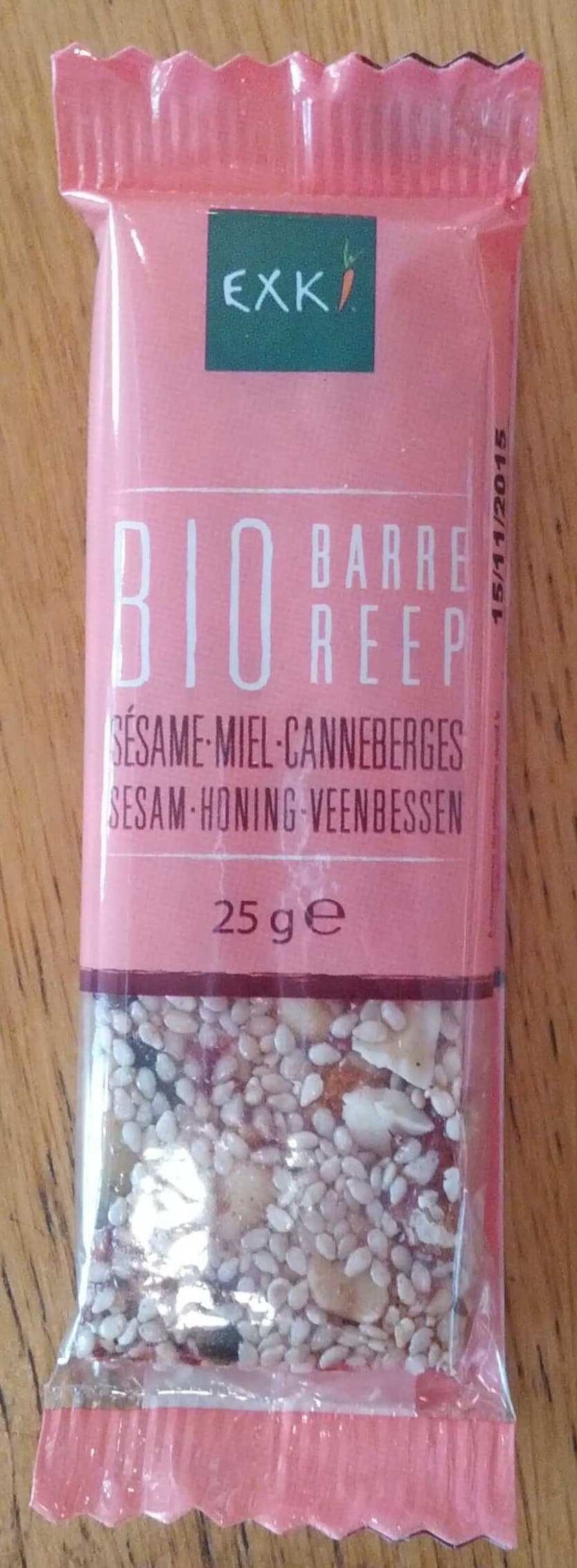 EXKI Barre sésame miel canneberges packshot