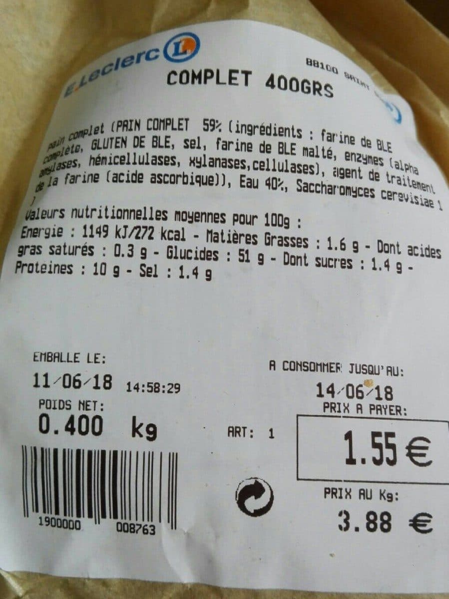 Leclerc Pain complet packshot