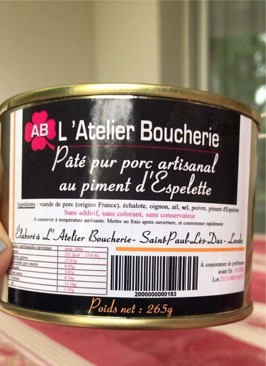 Coca-cola Paté pur porc artisanal au piment d’Espelette packshot