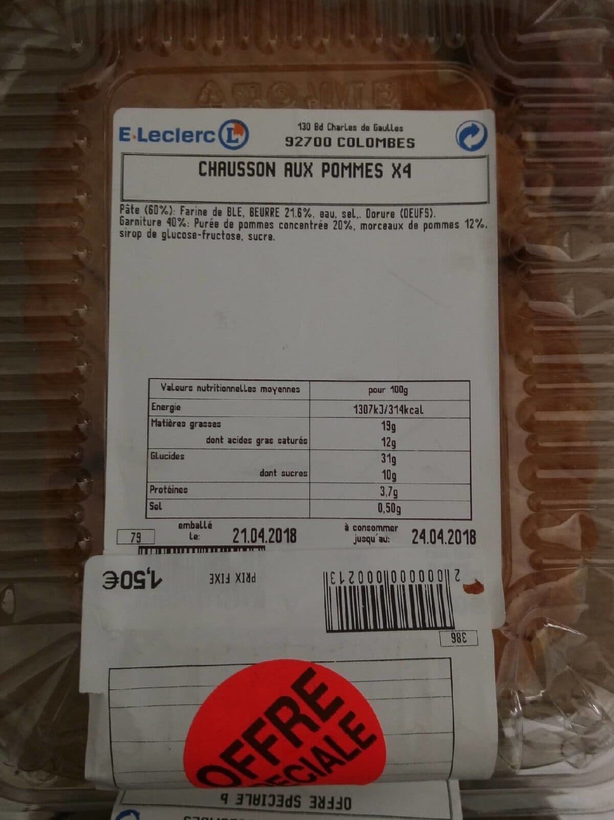 Open Food Facts Chaussons au pommes packshot