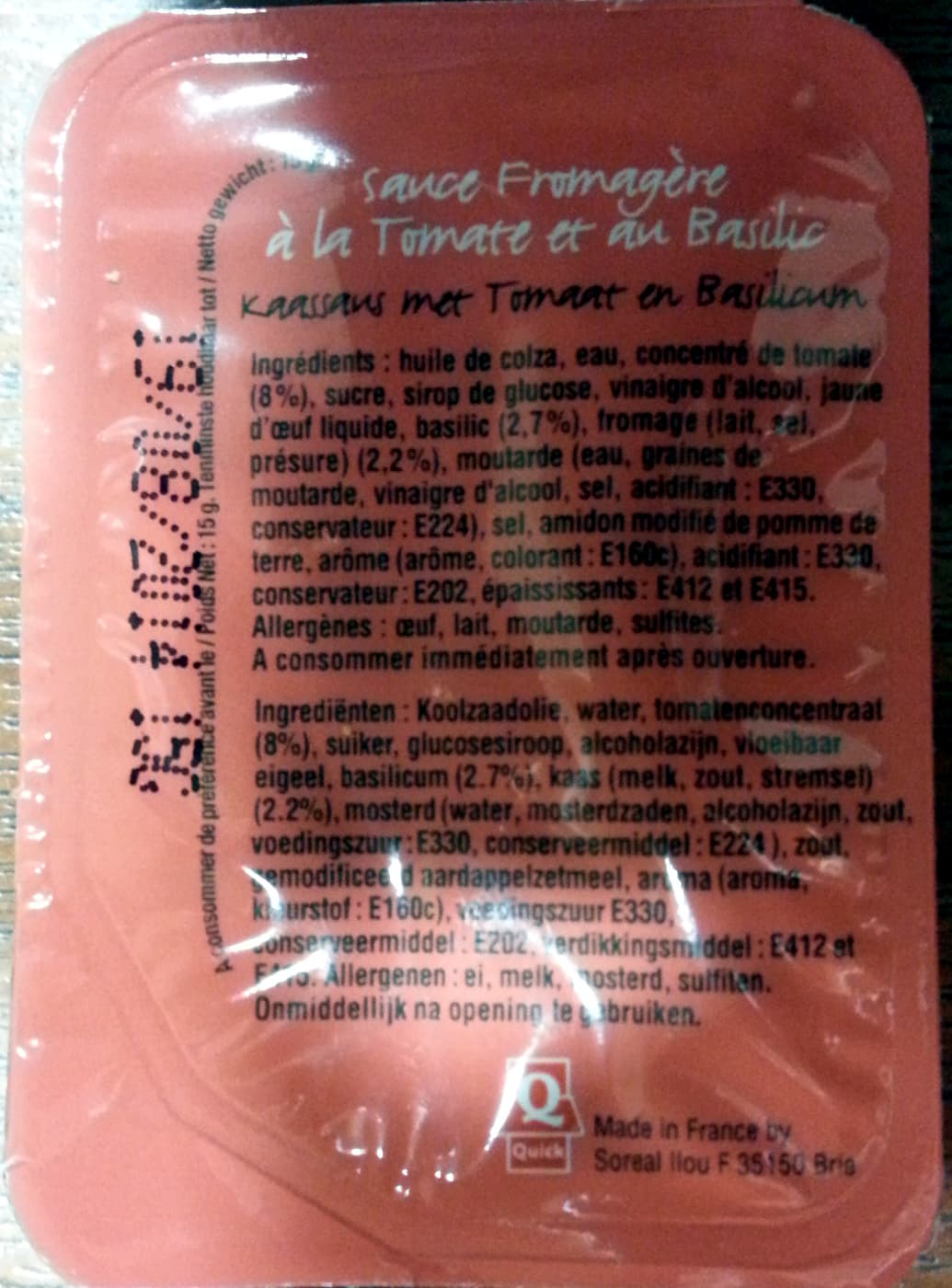 Quick Sauce Fromagère à la Tomate et au Basilic packshot