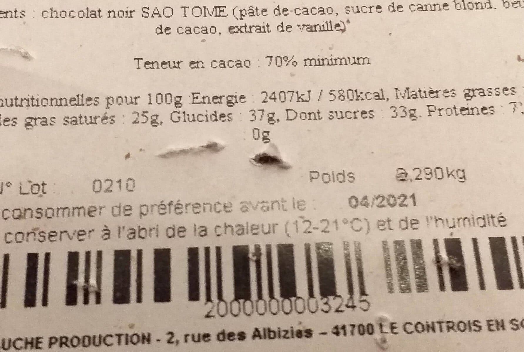 Open Food Facts Chocolat Sao Tome 70 % packshot
