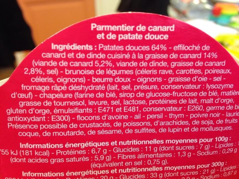 Open Food Facts Parmentier de canard et de patate douce packshot