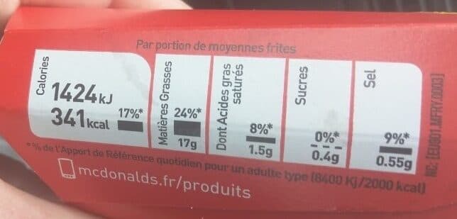 McDonald's Frites Moyenne packshot