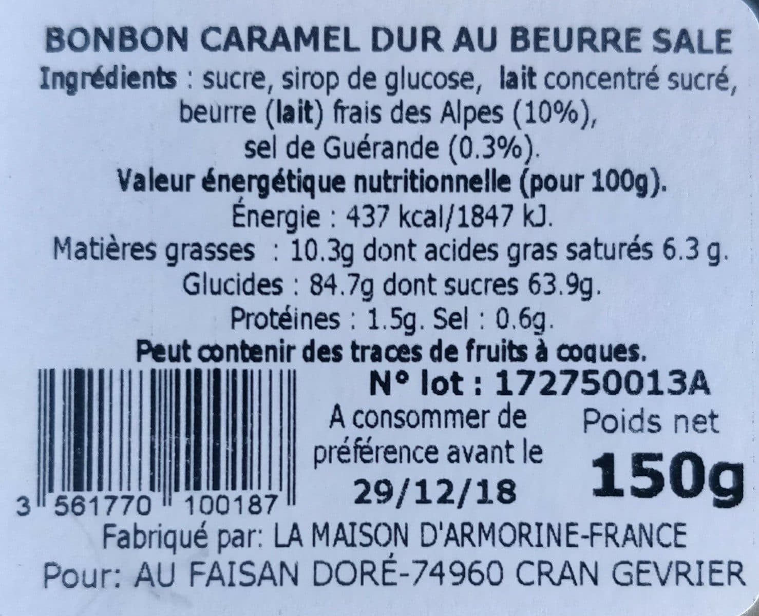 Open Food Facts Caramels au beurre frais des alpes packshot