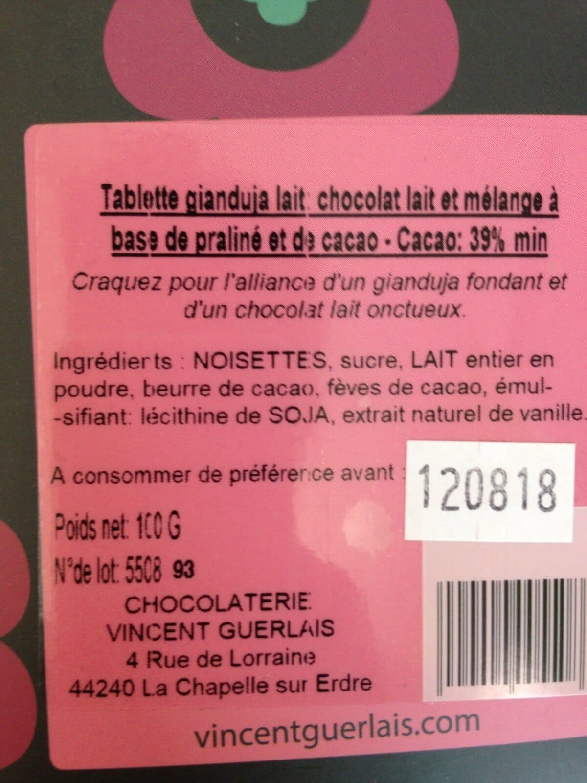 Open Food Facts Tablette de chocolat au lait par vincent.g packshot