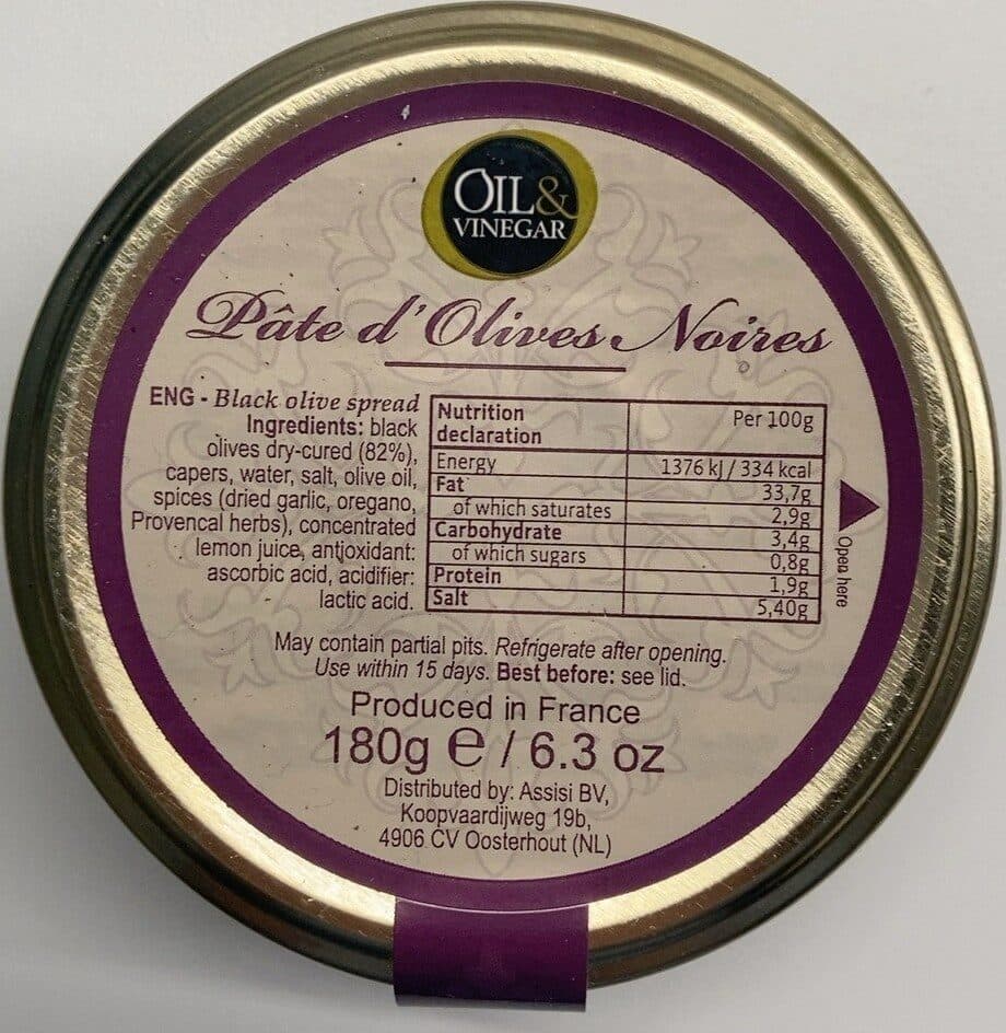 Oil&Vinegar Pâte d'Olives Noires packshot